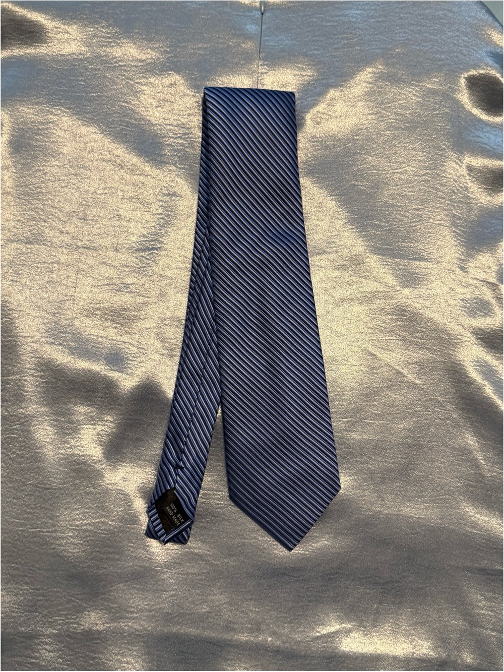 Genesis Studio Hand Made Classic Men's Navy Blue Diagonal Stripe Tie